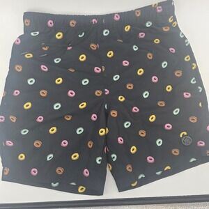 Brooklyn Cloth Mens Kent Ave Volley Swim‎ Trunk Black Donut Print Large